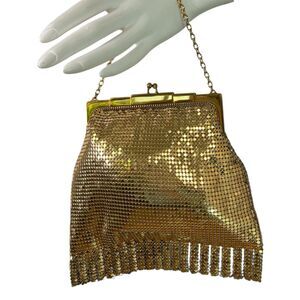 Whiting & Davis 1940's Vintage Gold Mesh Fringed Evening Handbag